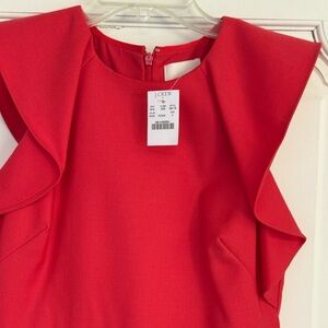 J. Crew Red Dress with Ruffle Detail